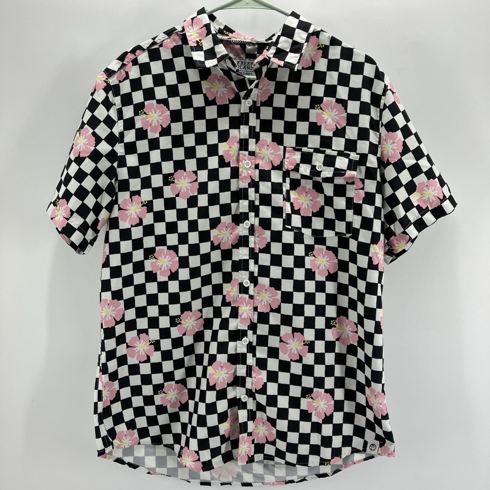 Free Planet Outfit Black Checkers And Flowers Two Piece Size Large Punk Y2K - Picture 4 of 9